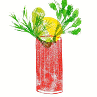 Art School x Ellie Edwards x Morty and Bob's Kensal Rise collaboration linocut series, Bloody Mary Cocktail