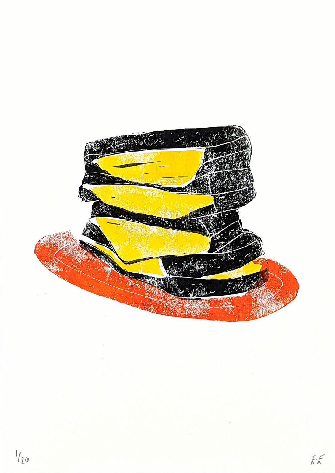 Art School x Ellie Edwards x Morty and Bob's Kensal Rise collaboration linocut series, Grilled Cheese