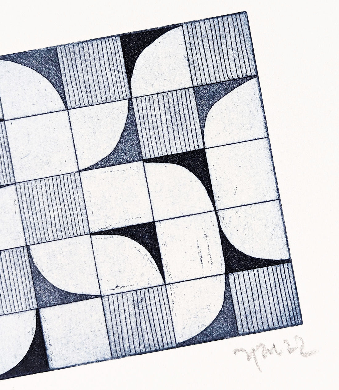 Randomly X by printmaker and artist Yoonjung Shim for Art School Prints, Etching with Aquatint
