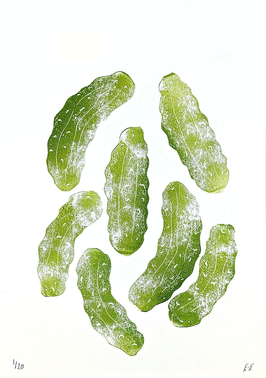 Art School x Ellie Edwards x Morty and Bob's Kensal Rise collaboration linocut series, Pickles