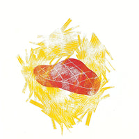 Art School x Ellie Edwards x Morty and Bob's Kensal Rise collaboration linocut series, Steak Frites