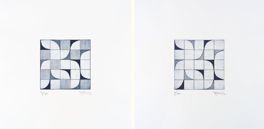 Randomly X and Randomly XI by printmaker and artist Yoonjung Shim for Art School Prints, Etching with Aquatint